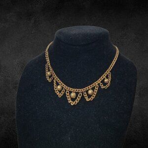 Brass-like Metal Chain Necklace 16"